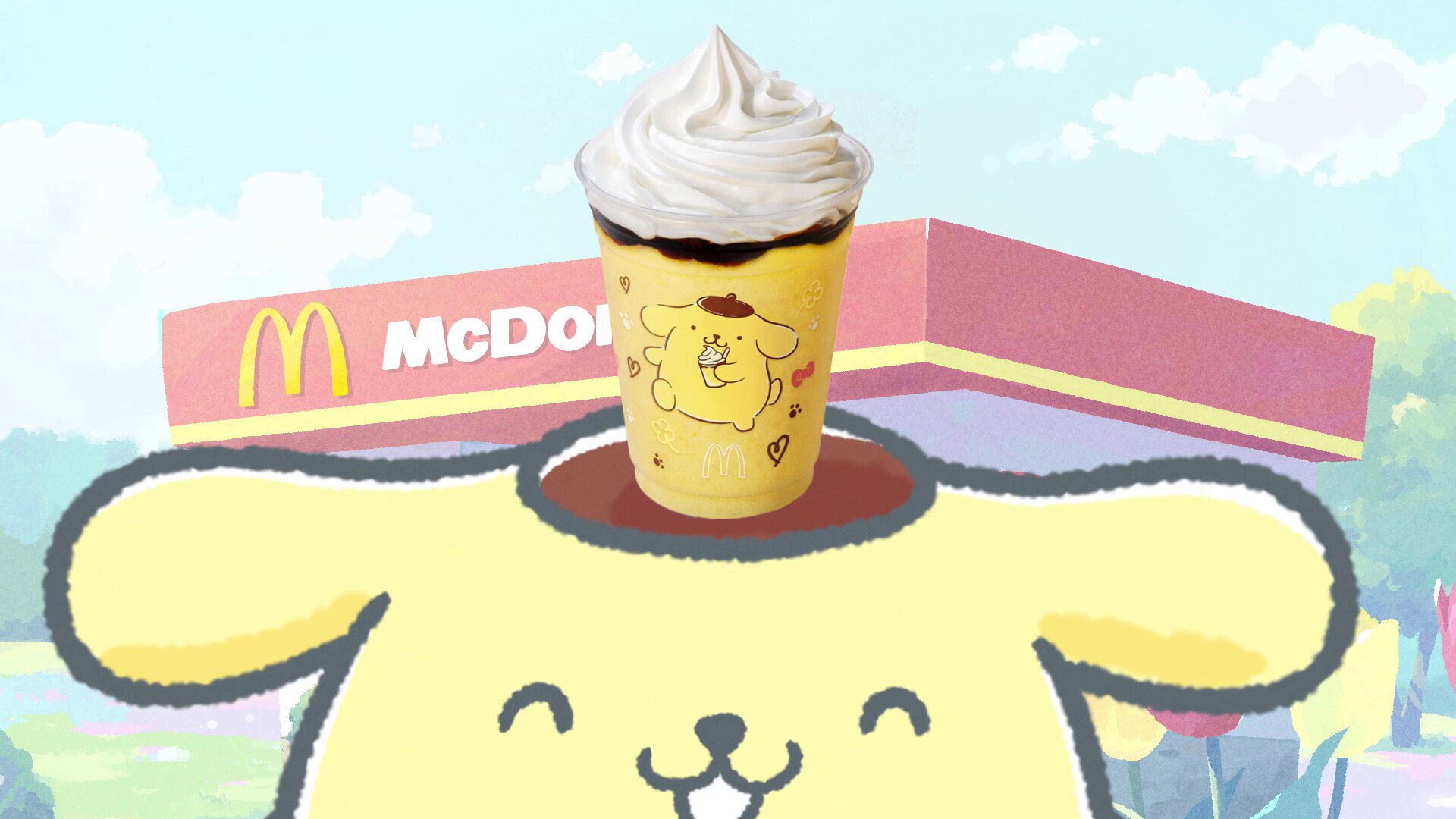 「マックに甘いの飲みにこないか キティとプリン」篇ビジュアル