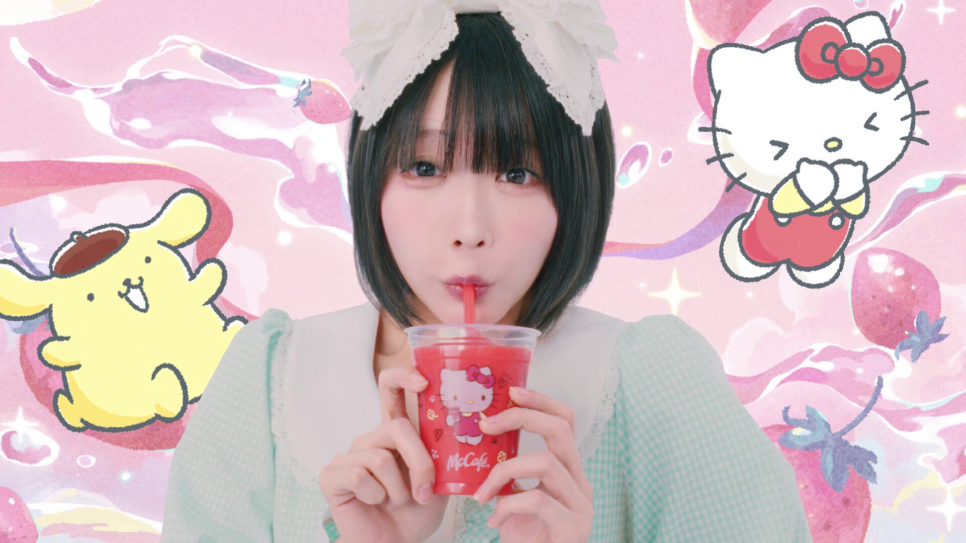 「マックに甘いの飲みにこないか キティとプリン」篇ビジュアル