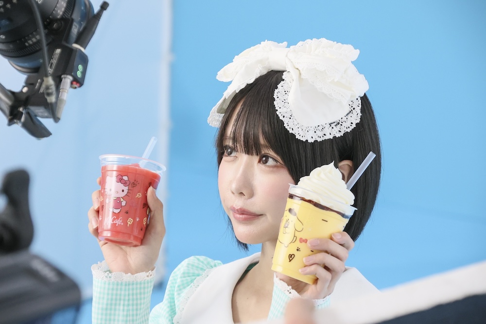 「マックに甘いの飲みにこないか キティとプリン」篇のメイキングビジュアル