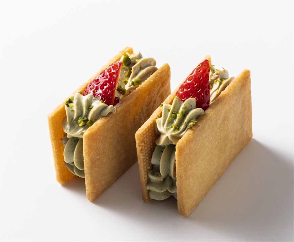 「佐藤堂」の大阪高島屋限定・各日50セット限定「ピスタチオの発酵バターサンド（浦河産苺）」2個入り・各641円