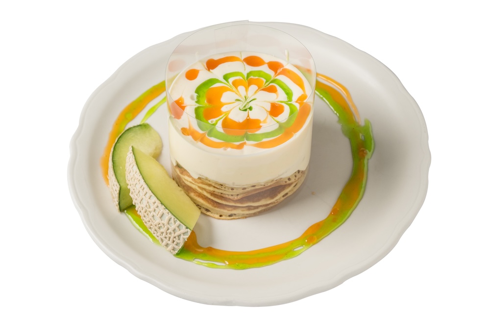 ルミネエスト新宿「The Original Pancake House」の「メロンのアートなバターミルクパンケーキ」税込み2,200円