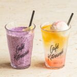 左から「ブルーベリーグリーンスムージー」税込み950円、「アールグレイピーチソーダ」税込み950円