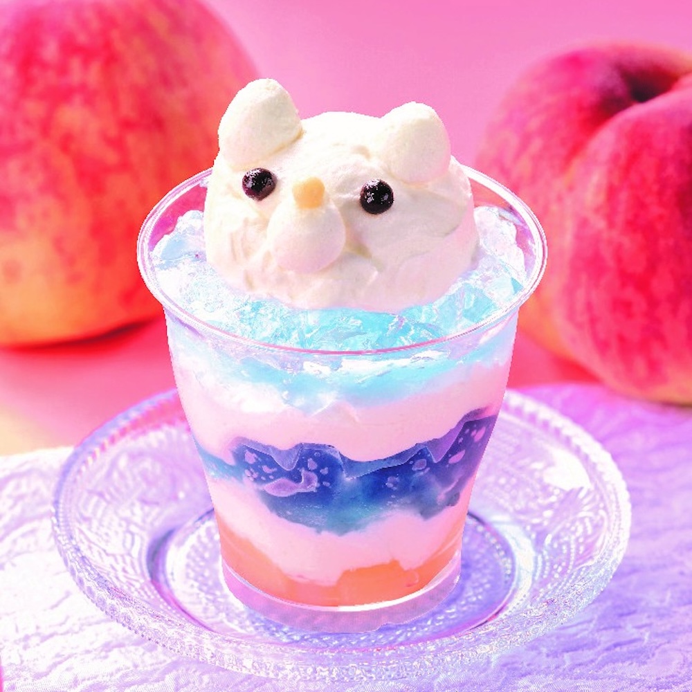 7月1日〜9月17日に販売される「ひょっこりしろくまの白桃ソーダゼリー」税込み410円