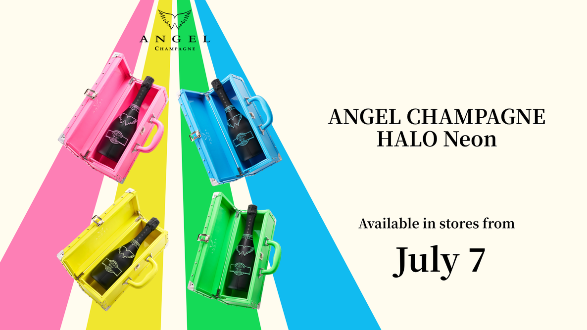 ラグジュアリーシャンパーニュブランド 「ANGEL CHAMPAGNE」の大人気シリーズ 「ANGEL CHAMPAGNE HALO(ヘイロー)」から、 「ANGEL CHAMPAGNE HALO Neon (ヘイロー ネオン)」を 2026年7月7日(火)より販売開始!