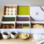 定番人気の白玉手箱の「あんこ」、「みたらし」、「抹茶」、「ずんだ」、「黒みつきなこ（※伊勢丹初登場）」のイメージ