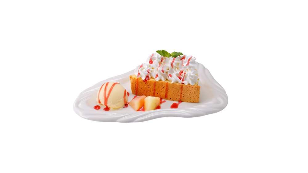 「バニラアイスのピーチシフォンプレート」単品・税込み740円〜