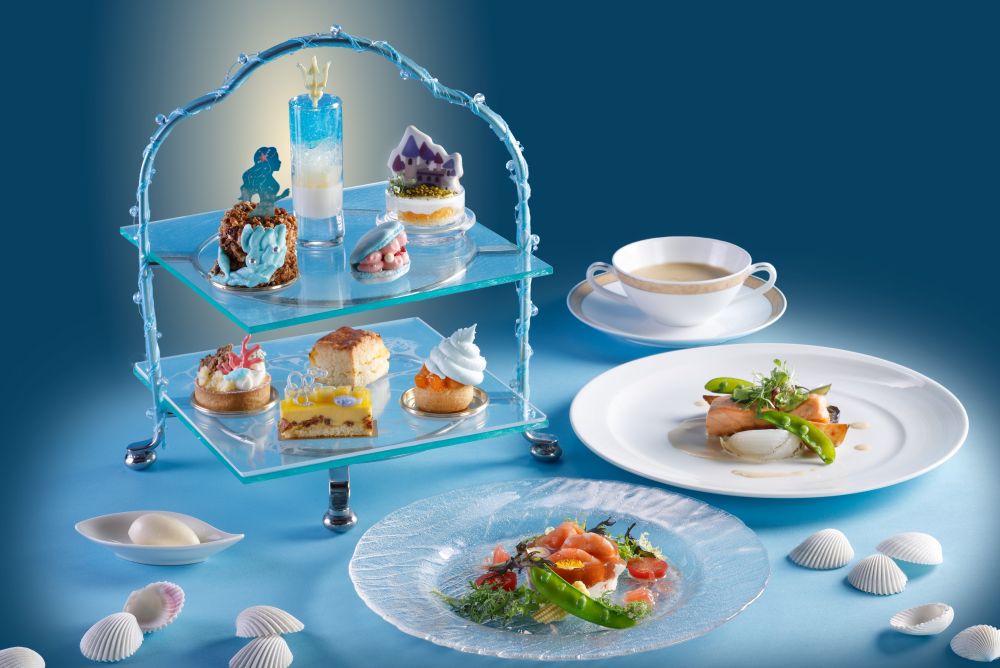 ディナーコースのデザートとして販売される「プリンセスアフタヌーンティー ～マーメイド～」イメージ