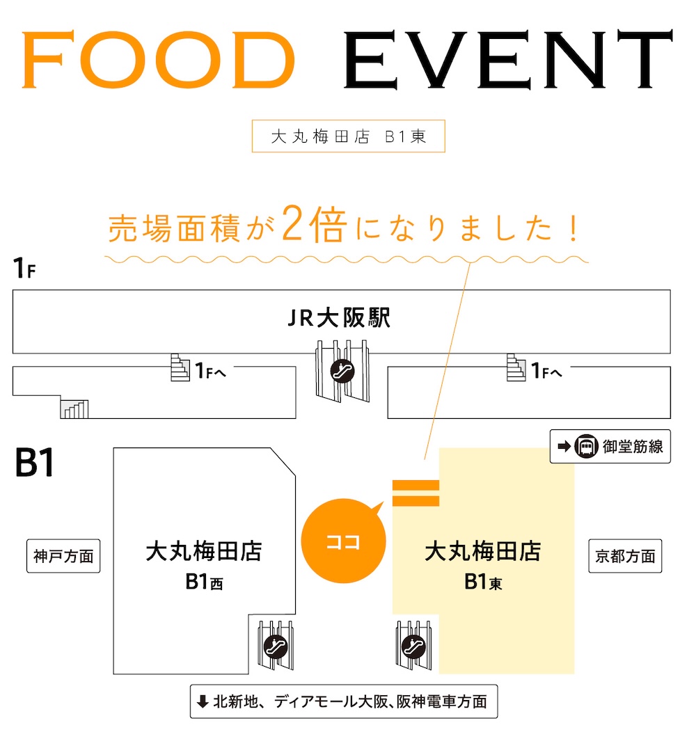 大丸梅田店・地1階のフードイベントのマップビジュアル