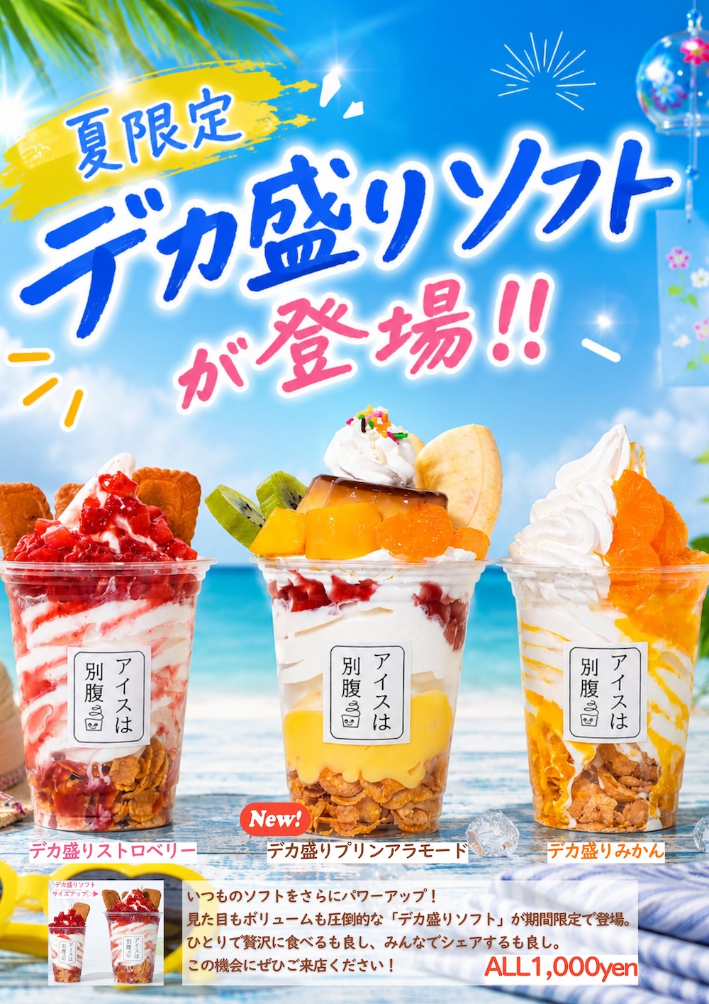 「デカ盛りソフト」3種イメージ