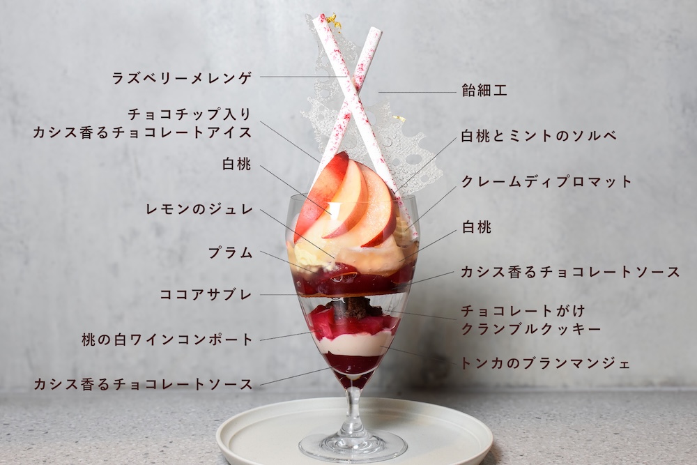 「果実とチョコレートのパフェ -白桃-」イメージ