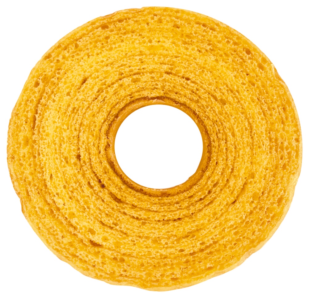 不二家洋菓子店などで7月22日より全国発売される「ミニオン バナナバウムクーヘン」税込み216円