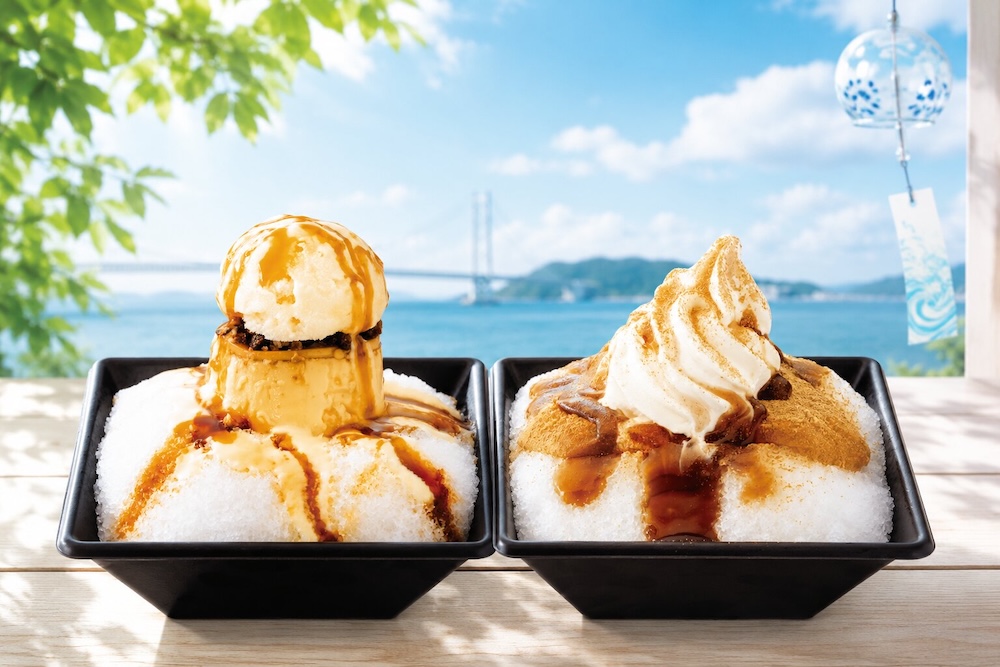 左から「プリン氷」、「黒糖　わらび餅氷」