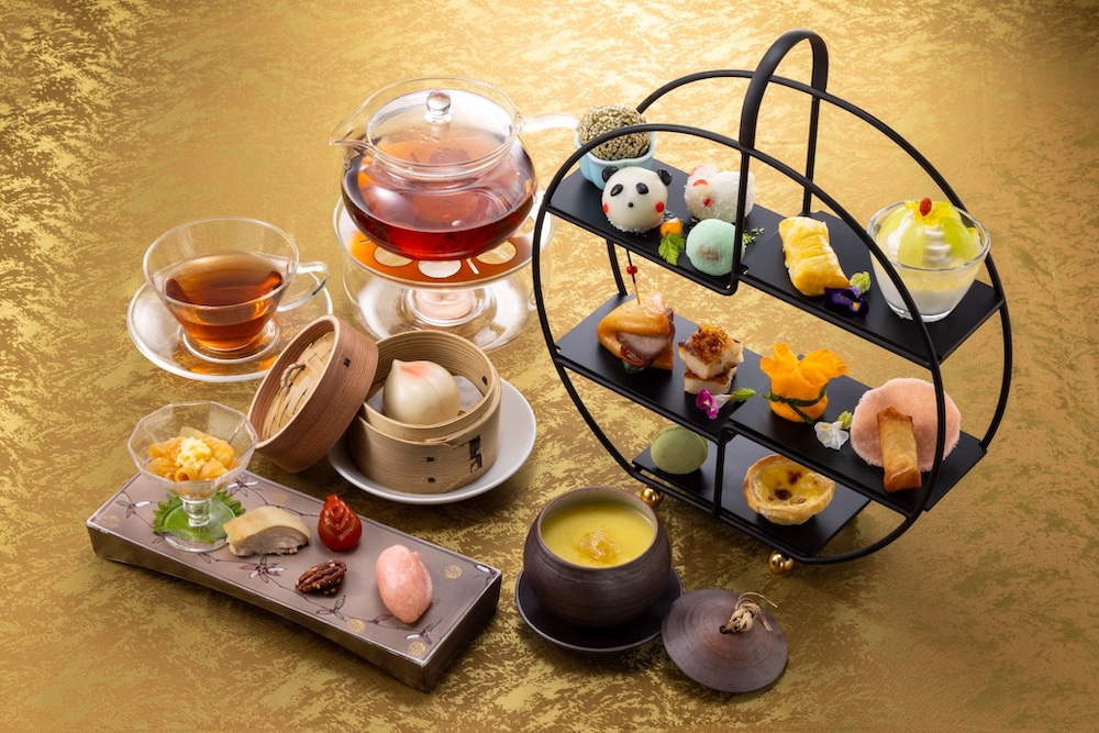 中国料理「梨杏」で9月27日まで土日祝日限定で展開される「チャイニーズアフタヌーンティーセット～シャインマスカット～」税込み3,500円