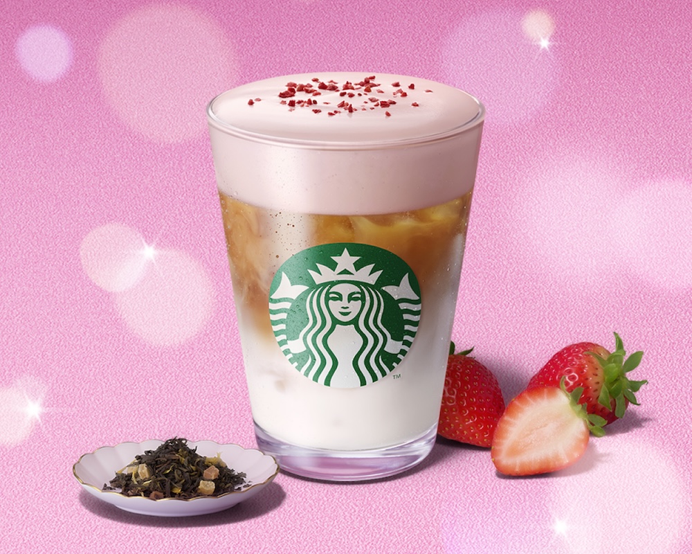 「ジョイフルメドレー ストロベリー クリーミー ティー ラテ」テイクアウト・税込み638円、イートイン・税込み650円